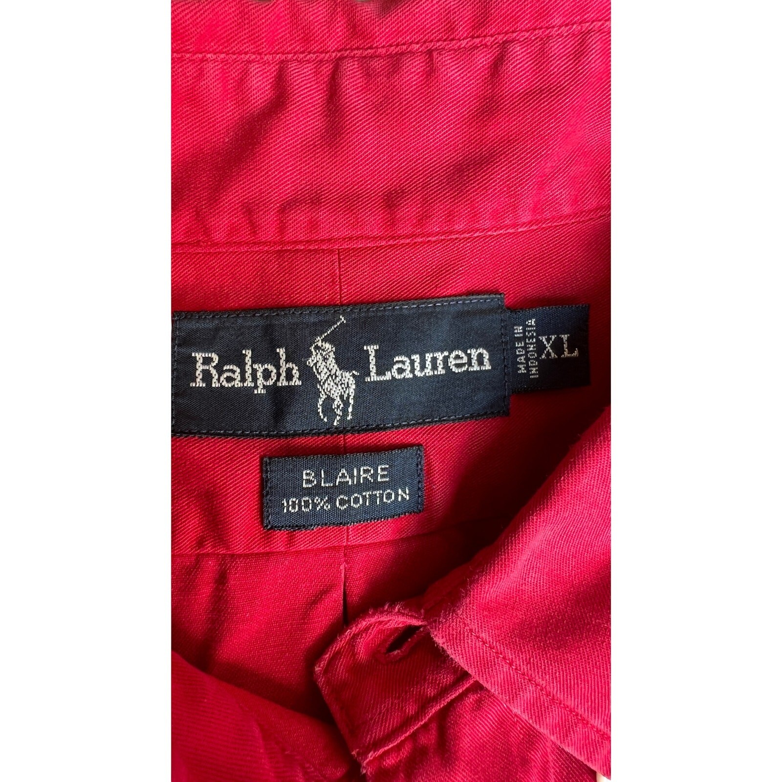 👔 Ralph Lauren XL Red 100% Cotton Button Down Sh… - image 4