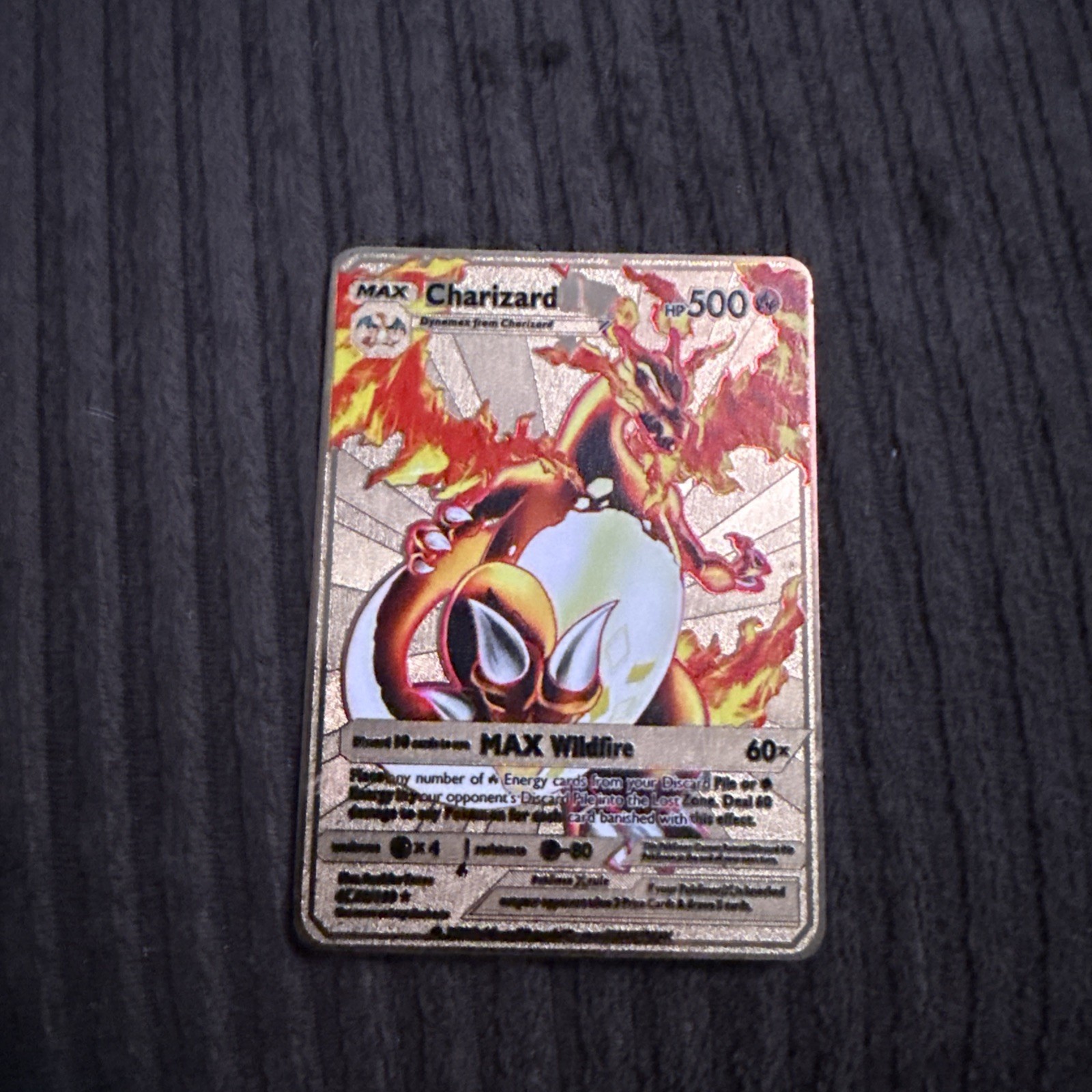 Pokemon Charizard DX 52/100 Gold Metal Pokemon Card Max Wildfire HP500