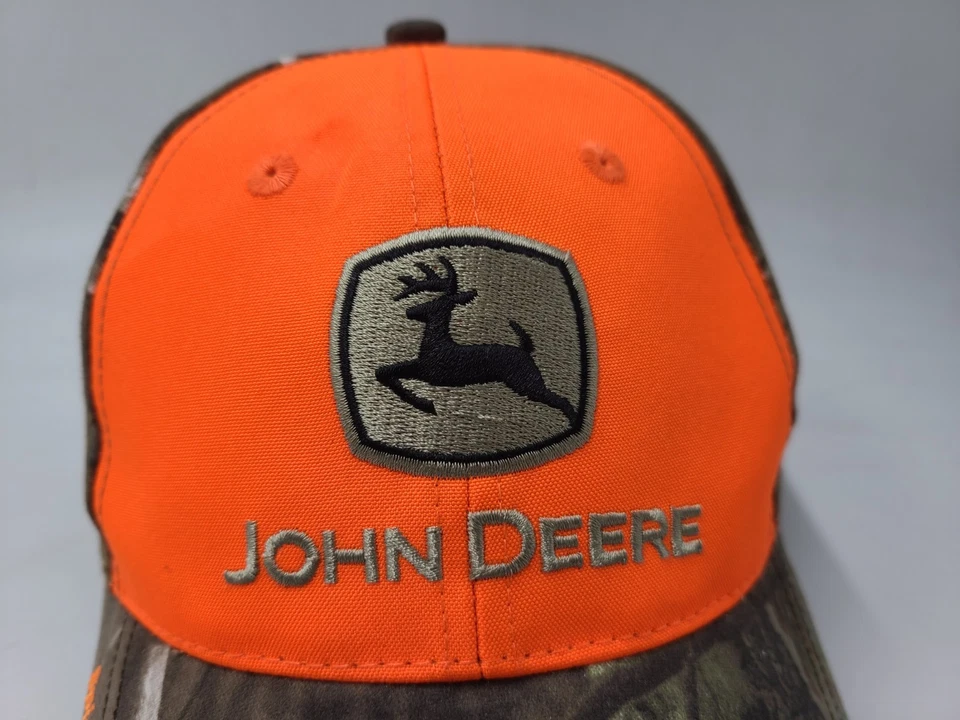 John Deere Spider Webb Farm Implements Blaze Orange Camo Adjustable Hat Cap Men - Image 4 of 4