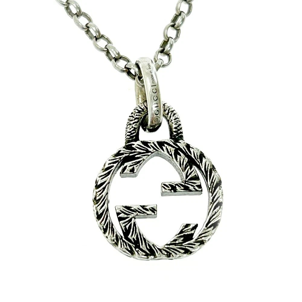 GUCCI Collana G Arabesco Incastro 19" Argento 925 Autentica #70856