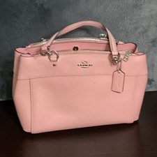 Coach Pink Pebbled Zip Top Tote, Medium, Silver Hardware, Lined Pockets, Tag