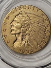 Rare 117 Year old Gold 1909 $2 1/2 Dollars Indian Head Coin Pre 1933 Gold!