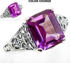 4CT Natural Alexandrite 925 Sterling Silver Vintage Look Ring Sz 6,7,8,9 RE1