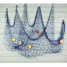 Fish Net Wall Decor with Shells Decorative Nautical Ocean Theme Party Ornamnent