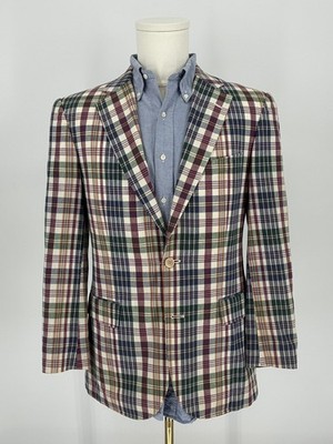 Brooks Brothers 38R Madras Plaid Blazer Sport Jacket Coat Cotton Preppy Summer