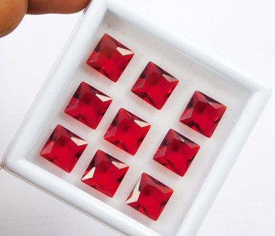 Certified 9x9 mm Natural Mogok Red Ruby Princess Cut Stunning Loose Gemstone
