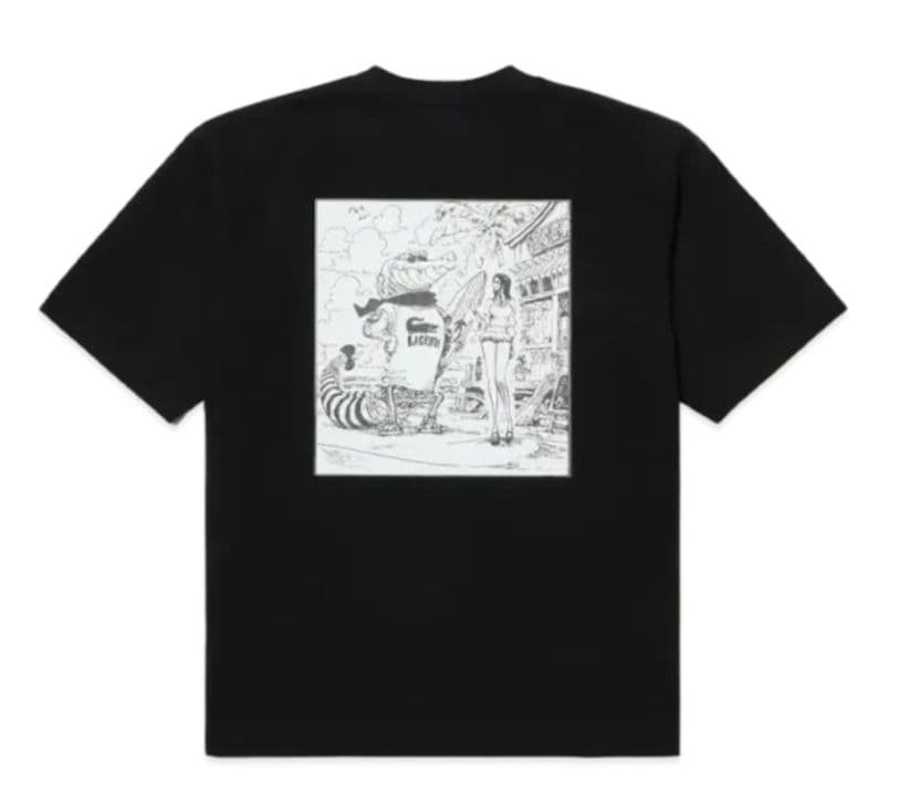 Lacoste x One Piece T-Shirt Black Back Print Size 5 L Japan
