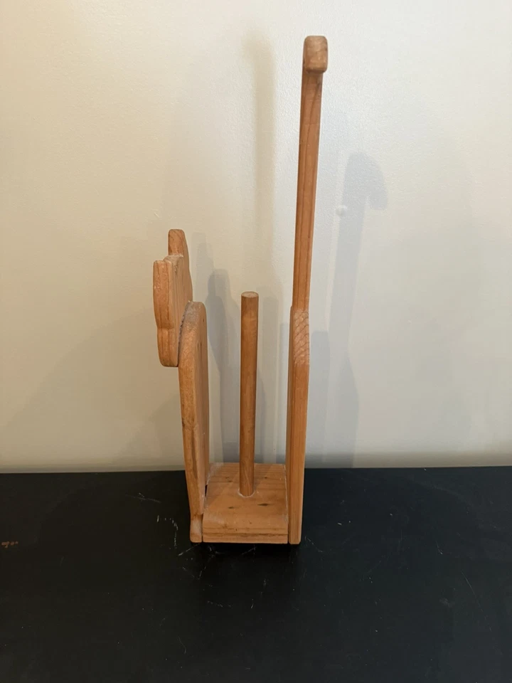 Soporte para rollos de papel higiénico de repuesto para gatos de madera hecho a mano de colección cabaña independiente Foto 4 de 4