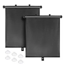 Car Window Shades 2 Pack Side Window Shade Breathable Foldable Retractable Me...