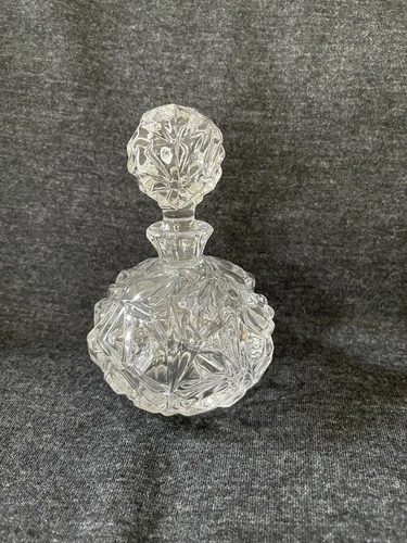 Vintage Tiffany & Co Crystal Rock Cut Glass Perfume Vanity Bottle and Stopper