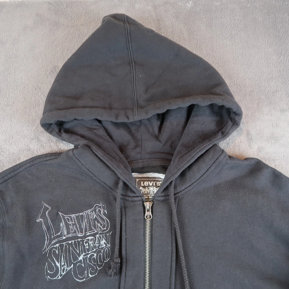 Vintage Y2K Levis Hoodie Rebel XL Sweatshirt Full Zip Jacket - Image 4 of 4
