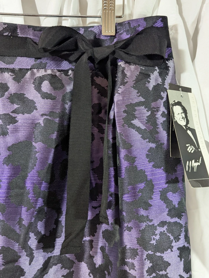 Peter Nygard Beatrice/Black Night Purple Ombre Leopard Skirt Lined & Belted Sz12 - Image 3 of 4