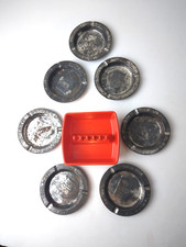 GES-LINE Mid Century Square Orange Ashtray Made in USA + 7 Salem Metal Ashtrays
