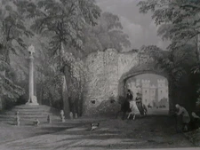 Print engraving Market Cross and Palace Gate Scone