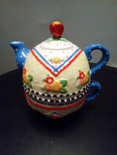 VTG Mary Engelbreit "Golden Opportunity" Tea For One Tea Pot, Cup Floral ME 2001