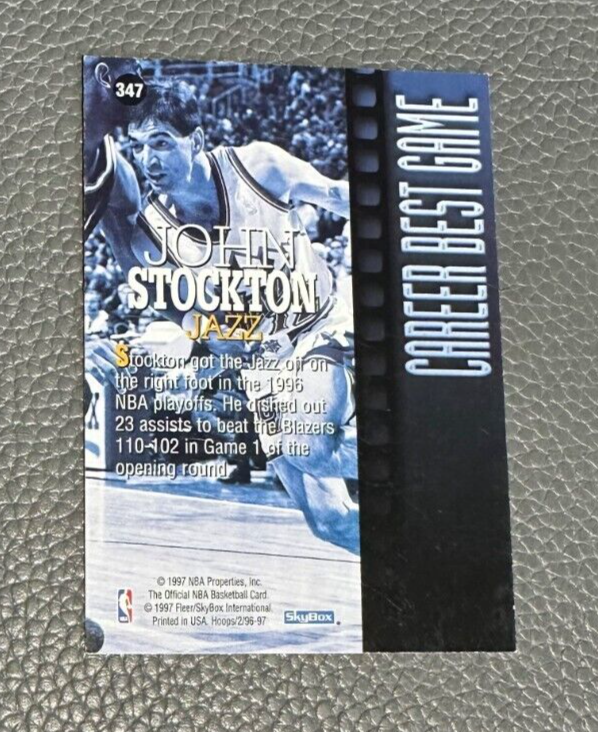 1996-97 Hoops Career Best Game #347 John Stockton Utah Jazz