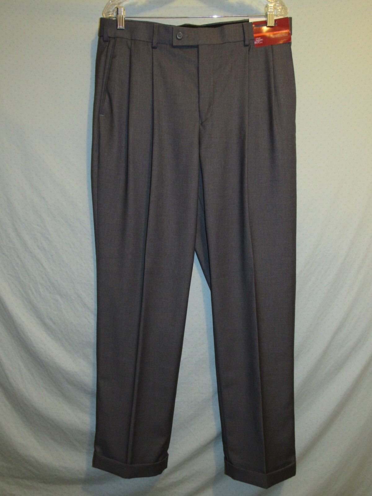 Louis Raphael Pants NWT Louis Raphael Rosso Pleated Cuffed Dress Casual Pants 34x32 (actual ...