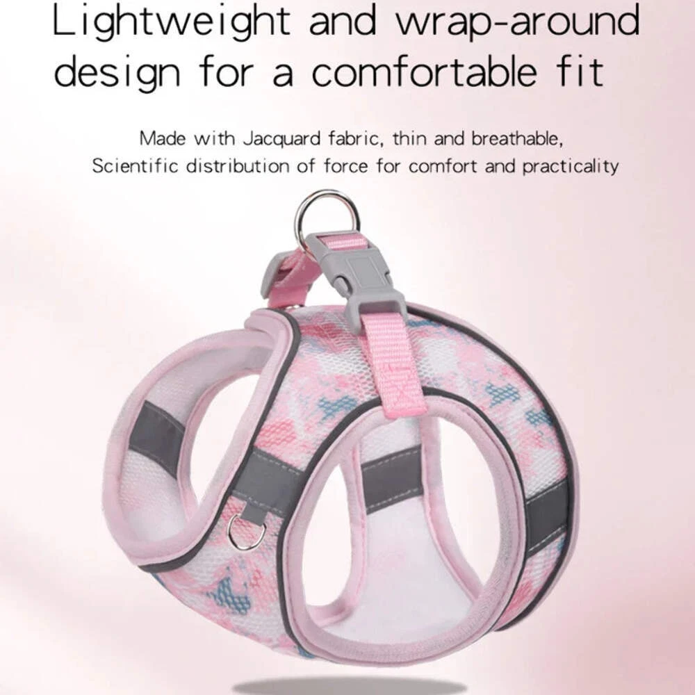 Dog Harness Leash Set Breathable Pet Chest Strap Puppy Kitten Reflective Vest fo