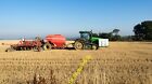 Photo 6x4 Stubble field with tractor and other farm machinery Shotleyfiel c2015
