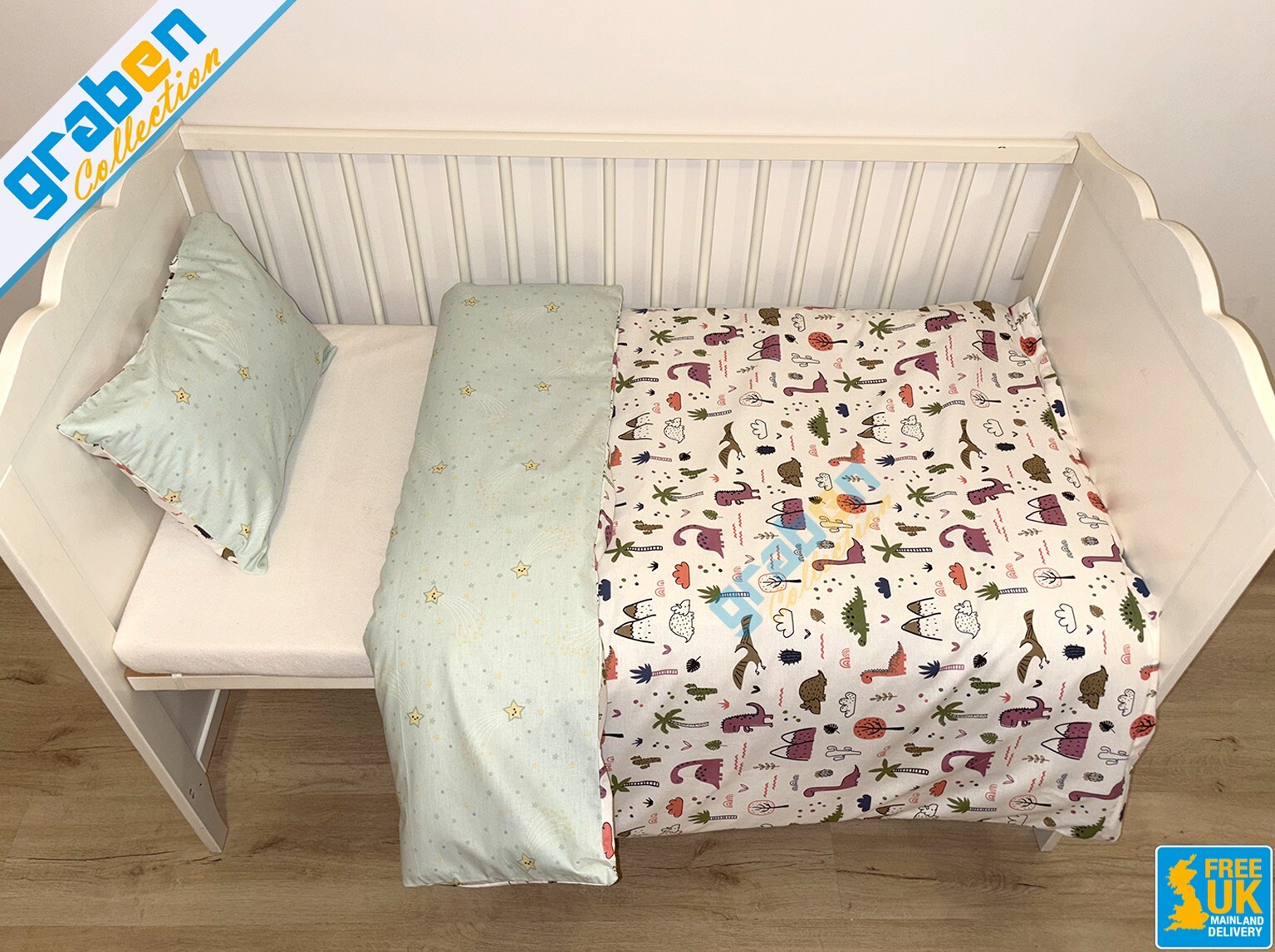 Set lenzuola 100% cotone per letto bambino 120x150cm foto 3