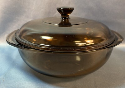 Vintage Pyrex Amber 1 1/2 Qt Glass Casserole Dish 023-N With Lid