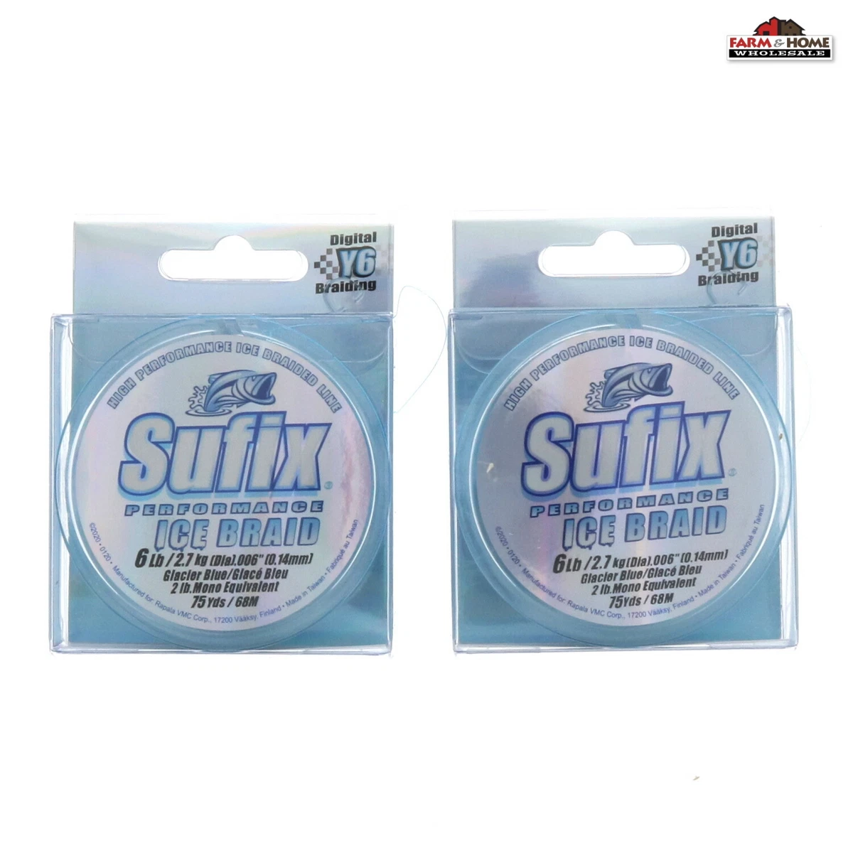 2 Spools of Sufix Ice Fishing Braided Line 6lb Blue ~ 150 Yards