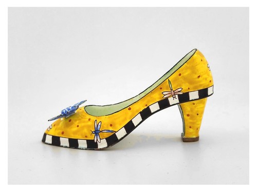 Vintage 2000 KELVIN CHEN Miniature Enamel Copper Shoe