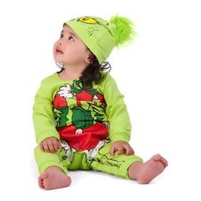 The Grinch One Piece Pajamas Union Suit Toddler Baby Boy Girl Christmas 2T 2