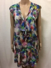 Mulberry Womens Dress Size US 6 AU 10 Pussy Bow Style Tie Dye Colorful Print