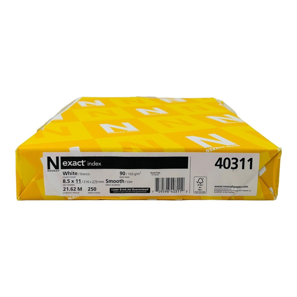 Neenah Exact Index 90 lb White Printer Paper 250 Sheets 8.5x11