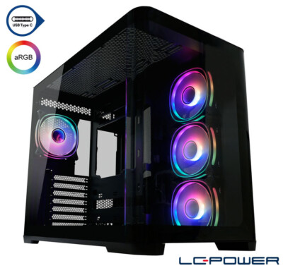 LC-Power - ATX-Gaming-Gehäuse - Gaming 8001B Pro-Storm Dark - USB-C, ARGB-Lüfter