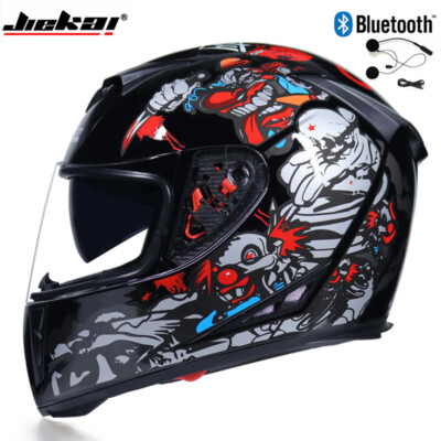 Bluetooth Full Face Motorcycle Helmet Dual Lens Motorbike Helmet Crash DOT ECE
