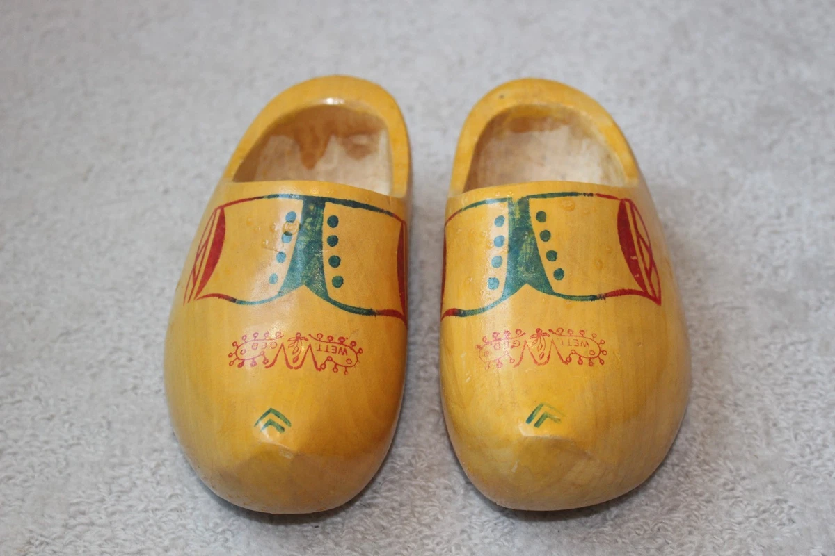 Vintage Handmade WETT GED Holland Woden Clogs Shoes Size 23/15 |