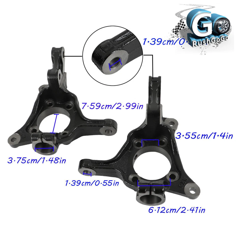Par de nudillos de husillo de dirección delanteros izquierdo y derecho para Subaru Impreza 2005-2014 Foto 2 de 4