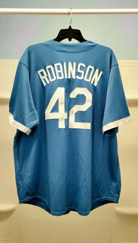 Men's Brooklyn Dodgers Jackie Robinson Nike Light Blue Alternate  Cooperstown Collection Player Jersey