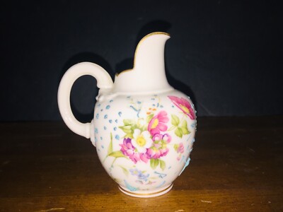 antique Floral English Royal Worcester Blush Ivory Flat Back Pitcher 1094 Floral