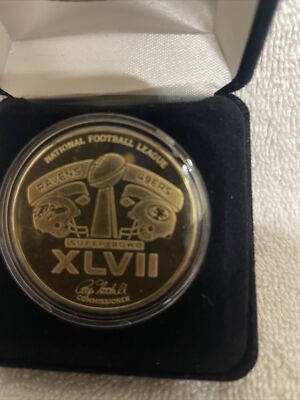 Super Bowl XLVII NFL Ravens vs 49ers Gold Flip Coin 2013 New