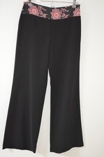Antthropologie Elevenses Black 100 Polyester Straight Leg Dress Pants Size 4