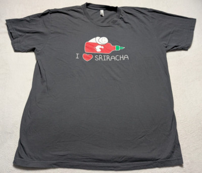 American Apparel 2XL ''I   Sriracha'' Graphic T-Shirt Gray Made in USA Hot Sauce