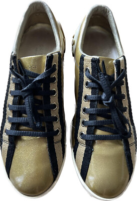 ✨Gucci✨Script Logo Sneakers Shoes black stripe (168138) Size