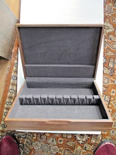 Wooden Silverware Service Flatware Storage Chest Box