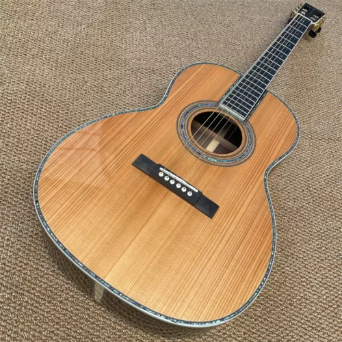 39 Inch OOO Type Solid Cedar Top Acoustic Guitar Abalone Inlay Ebony Fretboard