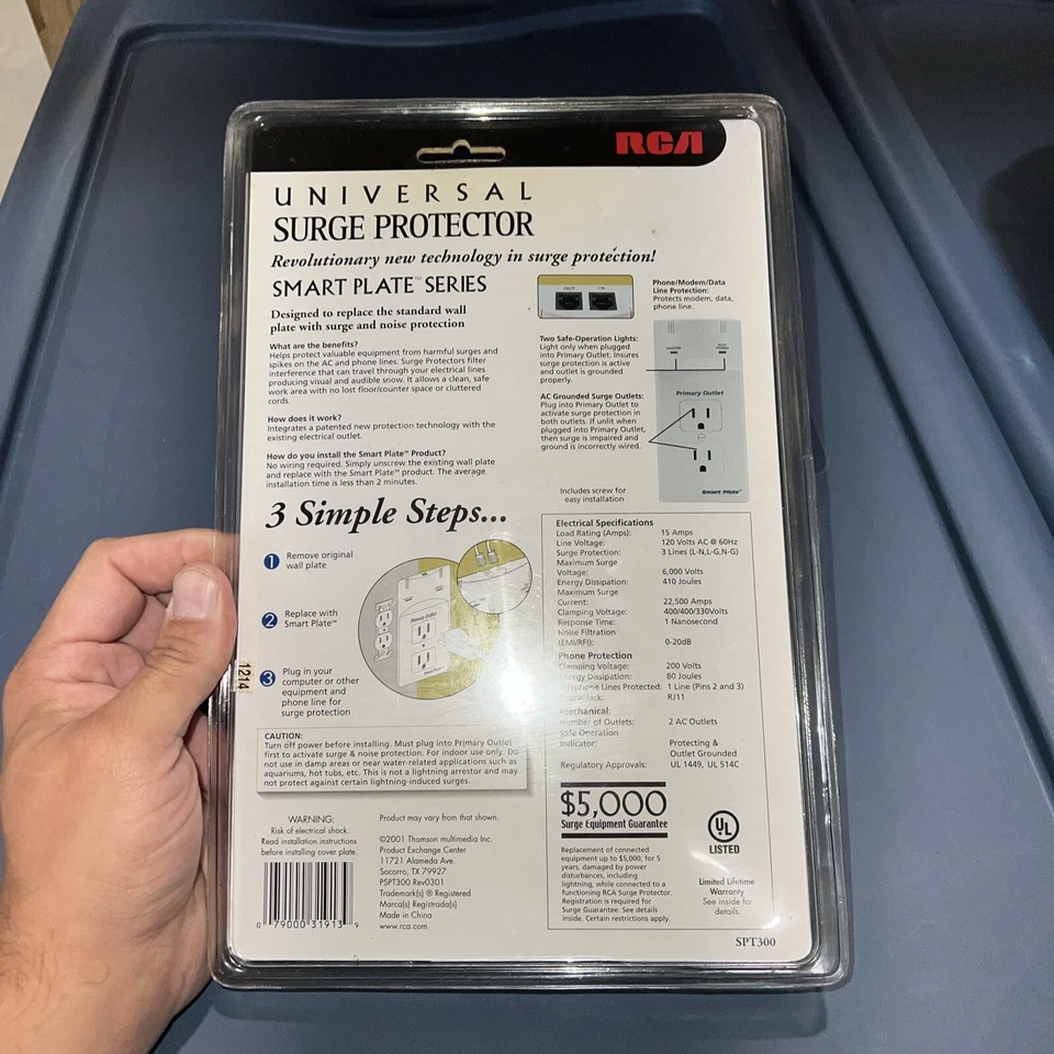 NEW RCA UNIVERSAL SURGE PROTECTOR SPT300 410 JOULES SMART PLATE SERIES $5000 - Image 3 of 3