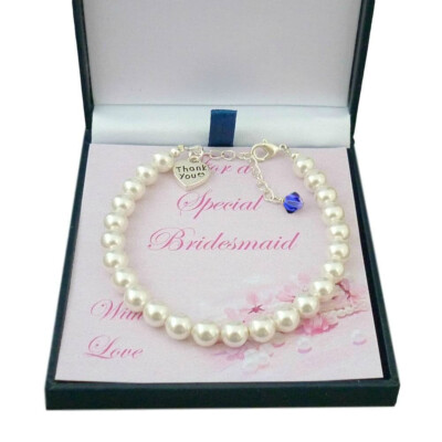 Geburtsstein Armband für Brautjungfer, Blumenmädchen, Thank You Geschenk, Perle,