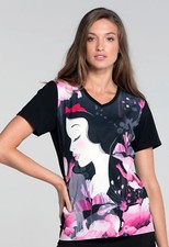 Snow White Cherokee Scrubs Tooniforms Disney V Neck Knit Panel Top TF627 PRRR