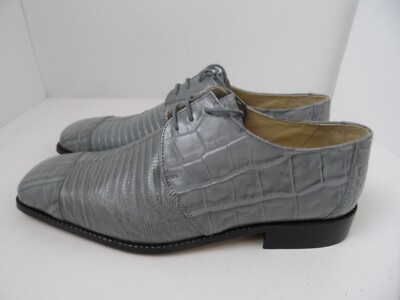 Fortune From Liberty Blue Croc Pattern Leather Oxfords Vtg Fortune From Liberty Grey/Teal Croc Print Leather Oxford  main image 4