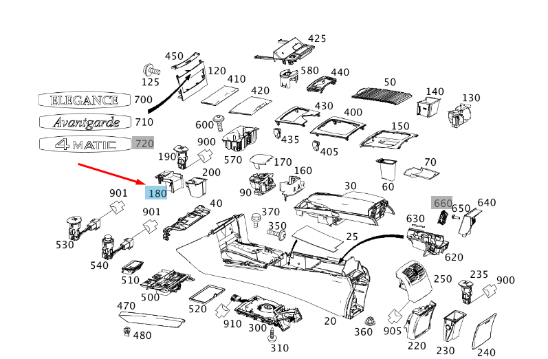 MERCEDES-BENZ E W212 Mittelkonsolen-Abdeckung, Linkslenker, A21268009369051