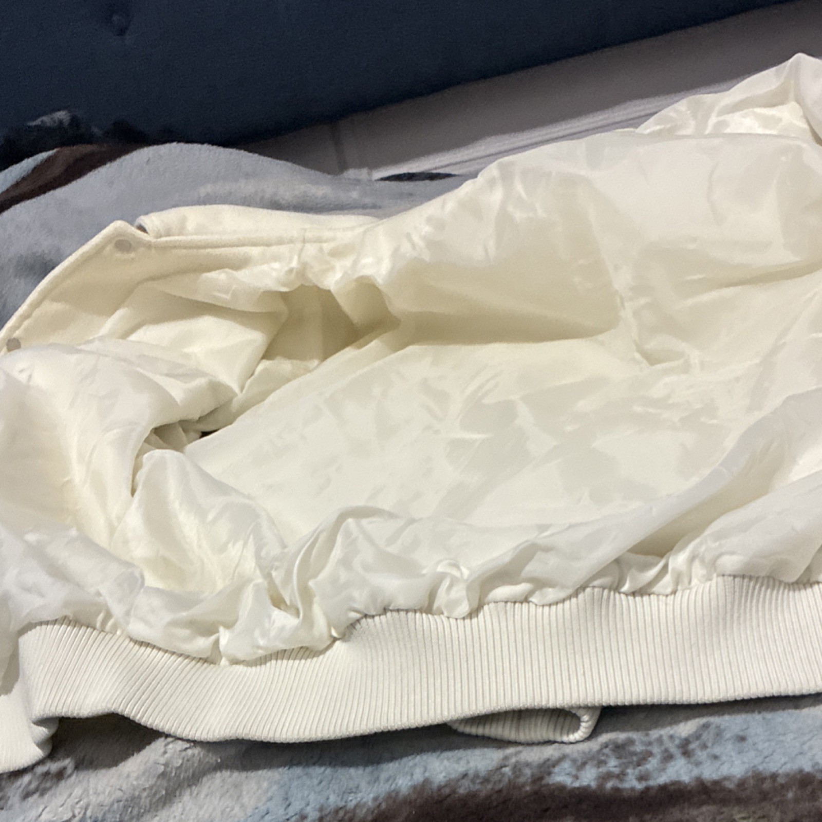 Men's Patchwork Varsity Jacket White Brown Gray E… - image 4