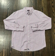Untuckit Long Sleeve Button Up Shirt Men’s XL Slim Plaid Pink Blue Cotton 