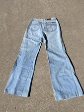    Vintage 70s Men  s Brittania Bell Bottom Flared Blue Denim Jeans Size 30x30